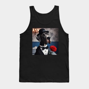 Great dane dog in formal tuxedo with hat and candlelight Tank Top